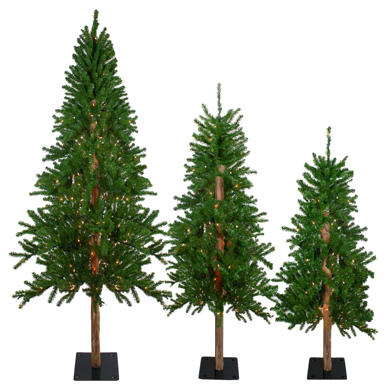 4ft., 5ft., & 6ft. Pre-Lit Slim Alpine Artificial Christmas Tree Set, Clear Lights